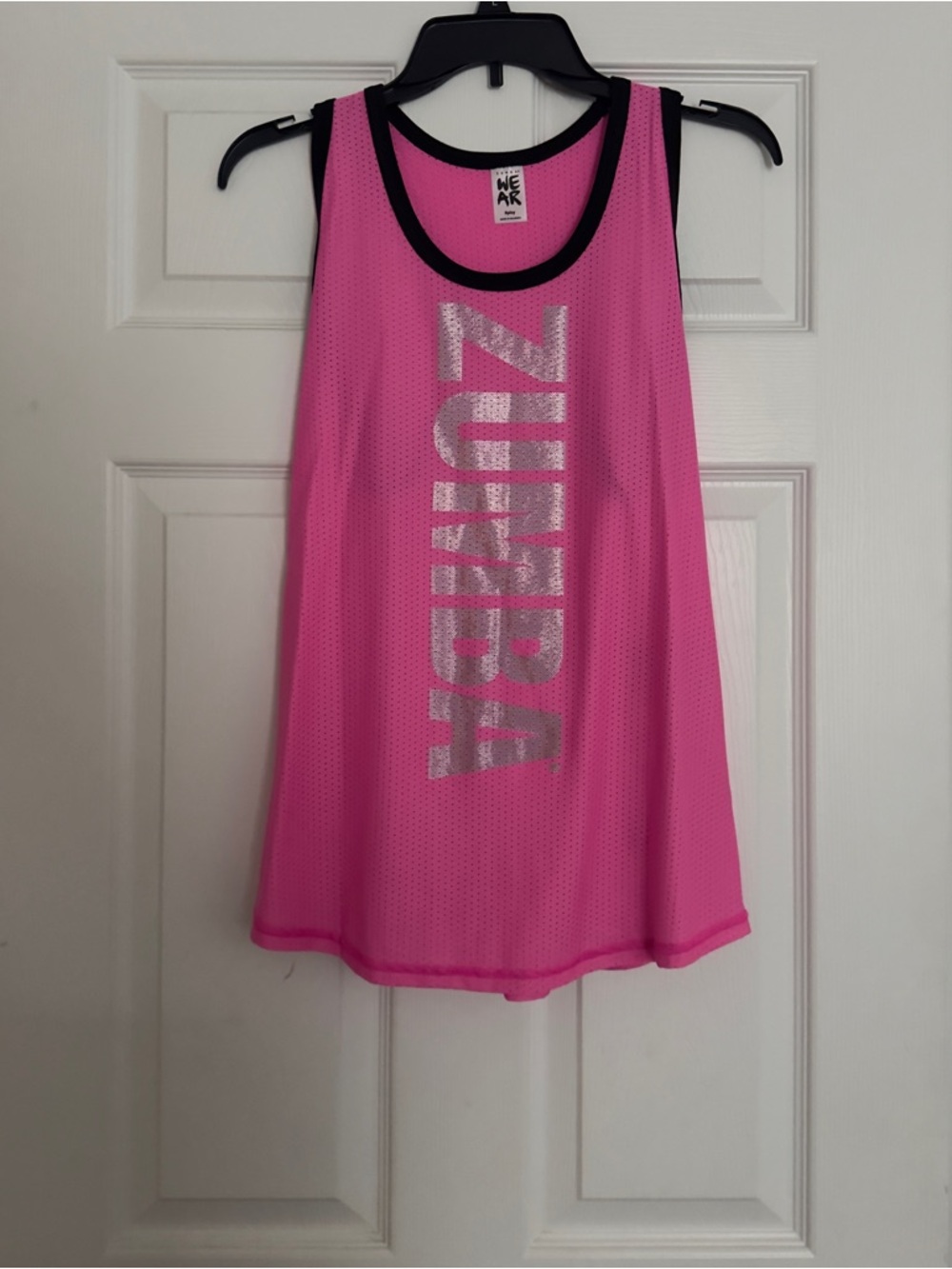 NWT Zumba Future Tank Pink Mesh Top with Silver ZUMBA Logo Size S